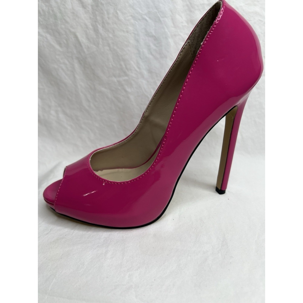 Pleaser Sexy-42 Pink Patent Peep Toe Stiletto Heels Womens Size 7 Sexy Pumps